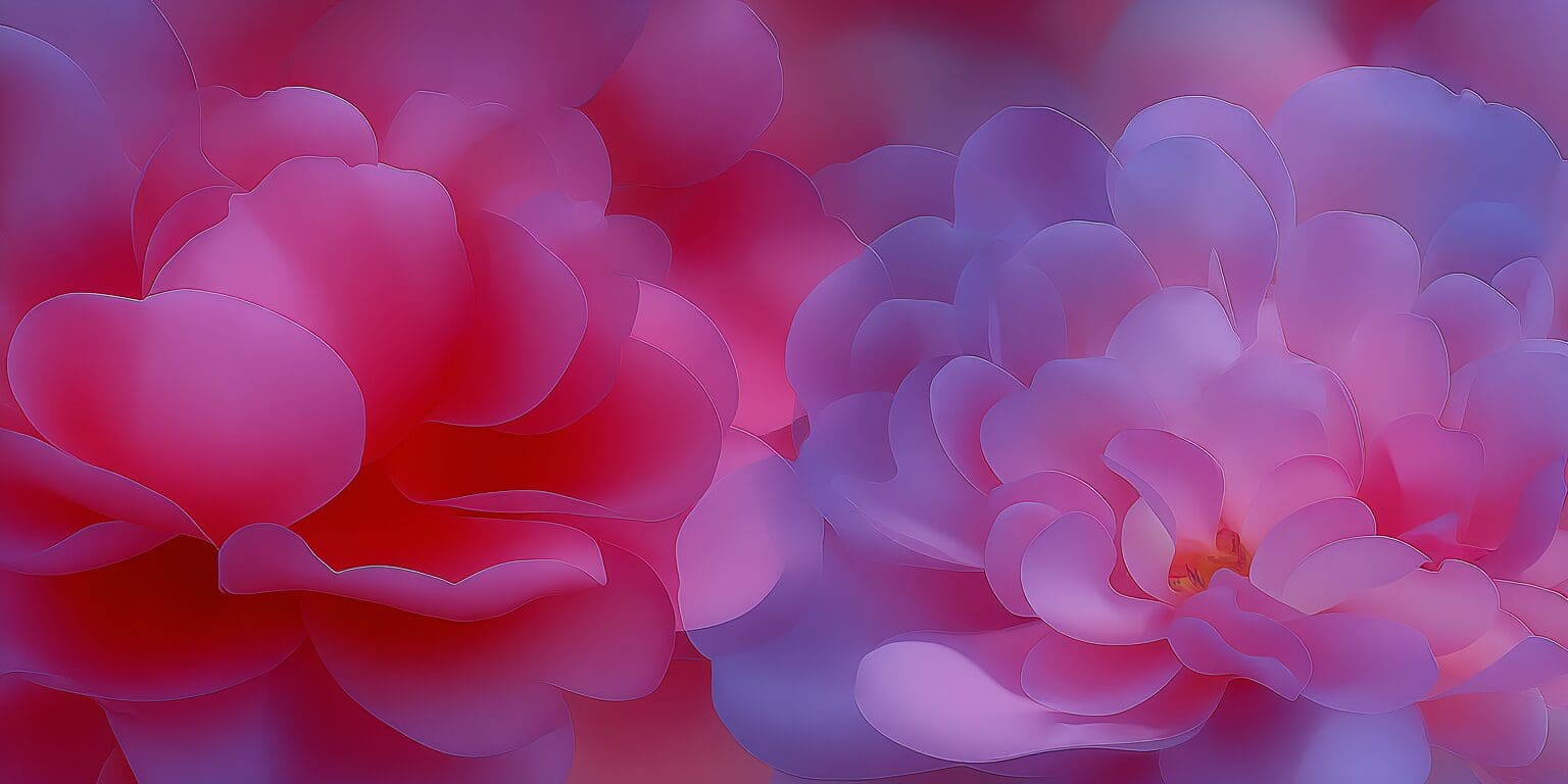 Soft-focus close-up of pink azalea blossoms with layered petals in warm and violet tones